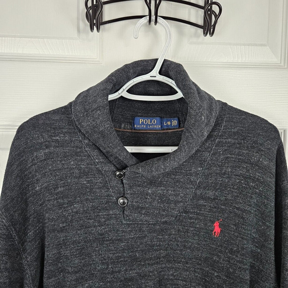 Polo Ralph Lauren Shawl Collar Pullover Sweater Mens Size L Luxury Cotton Preppy - Picture 4 of 7